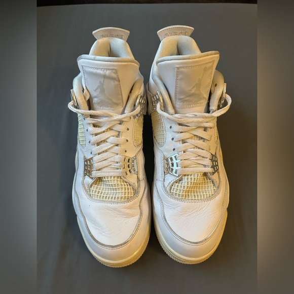 Nike Air Jordan 4 Retro Pure Money 2017 White Silver 308497-100 Men’s Size 11 - Picture 1 of 5